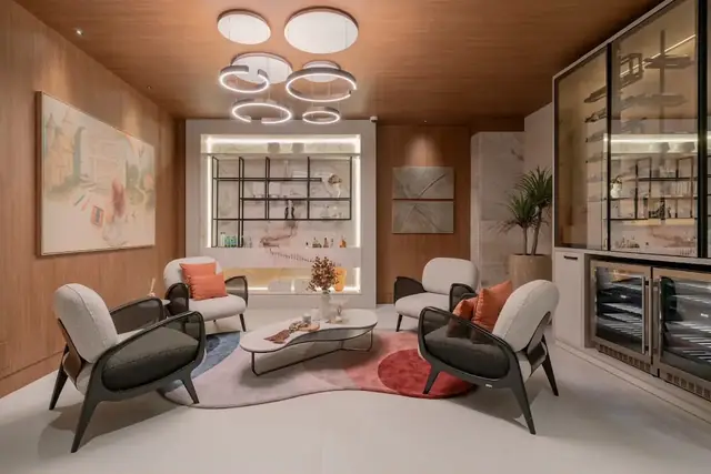Living com iluminação de design